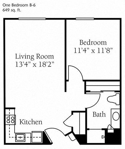 One Bed One Bath Floor Plan One Bed One Bath Floor Plan at Cogir of Mill Creek, Mill Creek, WA